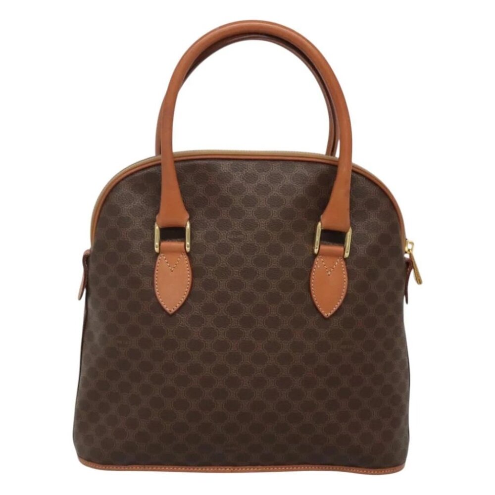 CELINE Macadam Canvas Hand Bag PVC Leather Brown Gold Auth gh019 - Picture 2 of 14